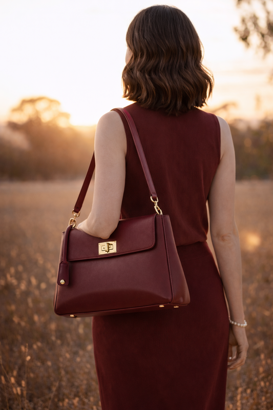 evelor Leather Burgundy Bag
