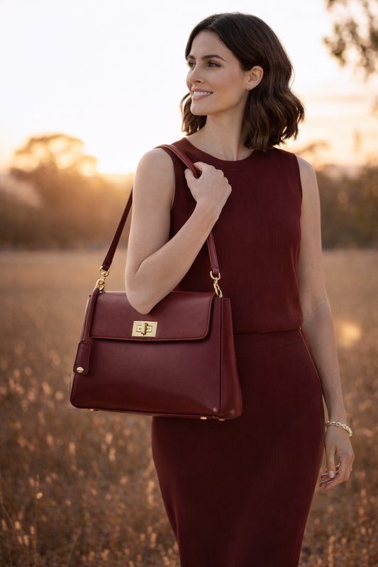 evelor Leather Burgundy Bag